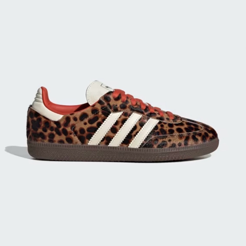 Adidas Women's Leopard Print Sneakers with Cream Stripes